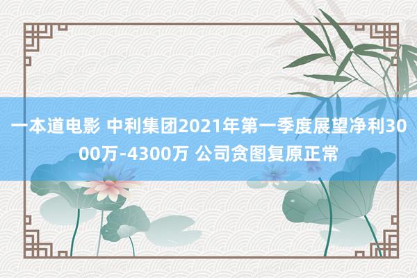 一本道电影 中利集团2021年第一季度展望净利3000万-4300万 公司贪图复原正常