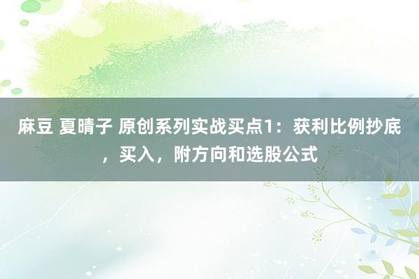 麻豆 夏晴子 原创系列实战买点1：获利比例抄底，买入，附方向和选股公式