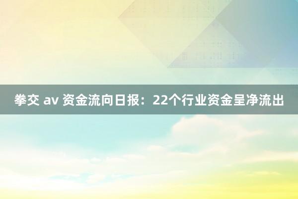 拳交 av 资金流向日报：22个行业资金呈净流出