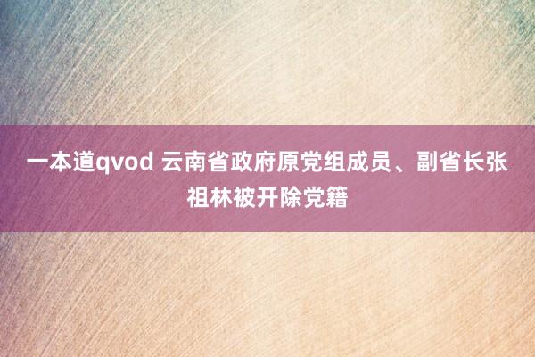 一本道qvod 云南省政府原党组成员、副省长张祖林被开除党籍