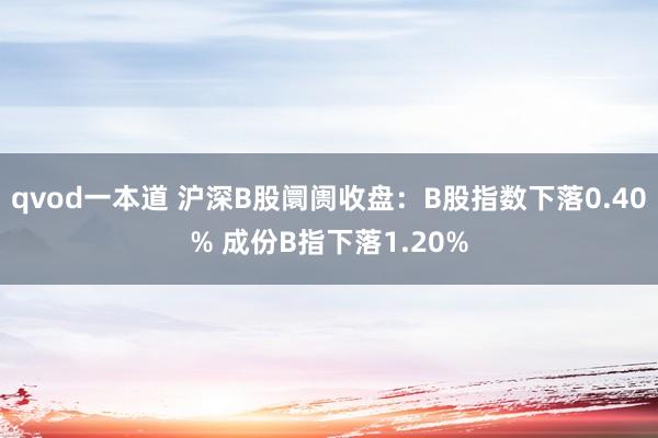 qvod一本道 沪深B股阛阓收盘：B股指数下落0.40% 成份B指下落1.20%