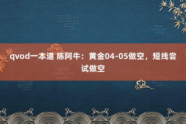 qvod一本道 陈阿牛：黄金04-05做空，短线尝试做空