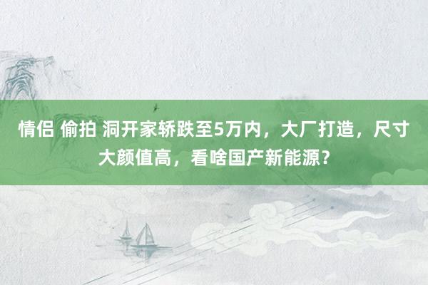 情侣 偷拍 洞开家轿跌至5万内，大厂打造，尺寸大颜值高，看啥国产新能源？