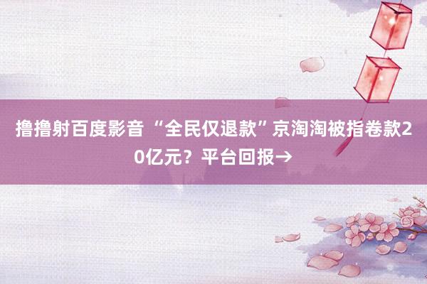 撸撸射百度影音 “全民仅退款”京淘淘被指卷款20亿元？平台回报→