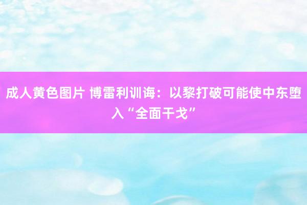 成人黄色图片 博雷利训诲：以黎打破可能使中东堕入“全面干戈”