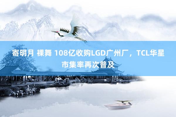 寄明月 裸舞 108亿收购LGD广州厂，TCL华星市集率再次普及