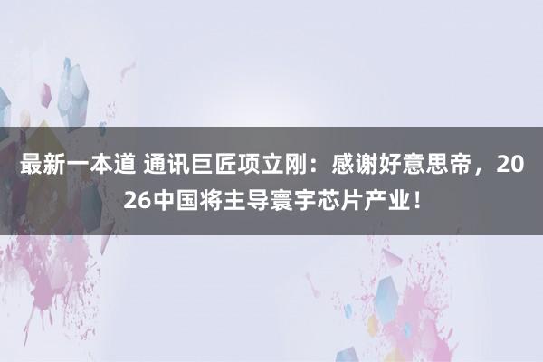 最新一本道 通讯巨匠项立刚：感谢好意思帝，2026中国将主导寰宇芯片产业！