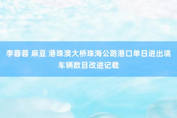 李蓉蓉 麻豆 港珠澳大桥珠海公路港口单日进出境车辆数目改进记载