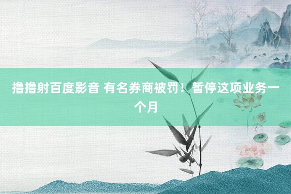 撸撸射百度影音 有名券商被罚！暂停这项业务一个月