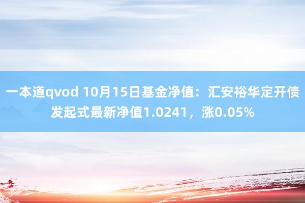 一本道qvod 10月15日基金净值：汇安裕华定开债发起式最新净值1.0241，涨0.05%