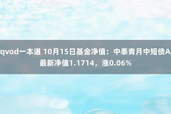 qvod一本道 10月15日基金净值：中泰青月中短债A最新净值1.1714，涨0.06%