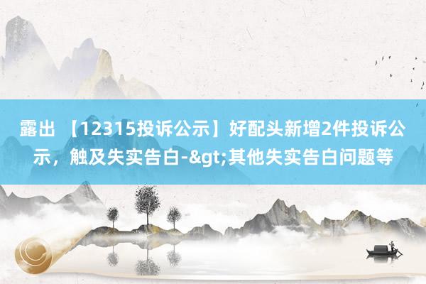 露出 【12315投诉公示】好配头新增2件投诉公示，触及失实告白->其他失实告白问题等