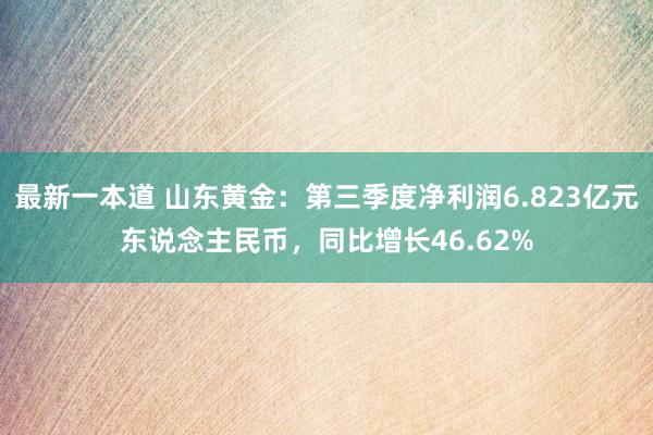 最新一本道 山东黄金：第三季度净利润6.823亿元东说念主民币，同比增长46.62%