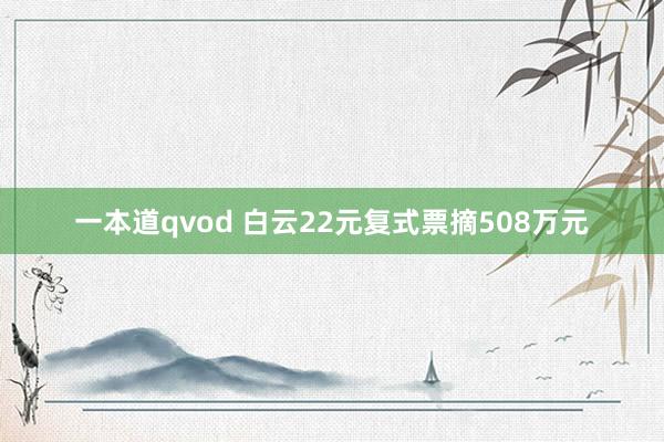 一本道qvod 白云22元复式票摘508万元