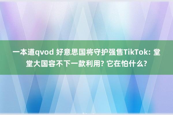 一本道qvod 好意思国将守护强售TikTok: 堂堂大国容不下一款利用? 它在怕什么?