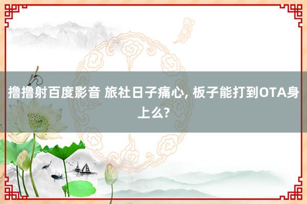 撸撸射百度影音 旅社日子痛心， 板子能打到OTA身上么?