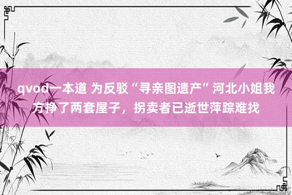 qvod一本道 为反驳“寻亲图遗产”河北小姐我方挣了两套屋子，拐卖者已逝世萍踪难找