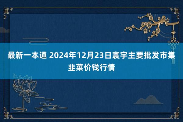 最新一本道 2024年12月23日寰宇主要批发市集韭菜价钱行情