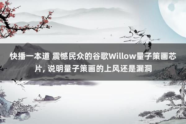 快播一本道 震憾民众的谷歌Willow量子策画芯片， 说明量子策画的上风还是漏洞