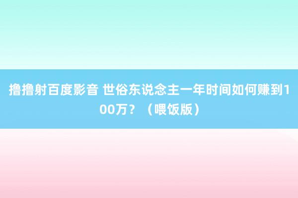 撸撸射百度影音 世俗东说念主一年时间如何赚到100万？（喂饭版）