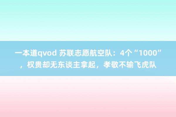 一本道qvod 苏联志愿航空队：4个“1000”，权贵却无东谈主拿起，孝敬不输飞虎队