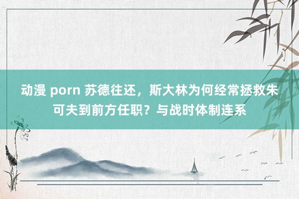 动漫 porn 苏德往还，斯大林为何经常拯救朱可夫到前方任职？与战时体制连系