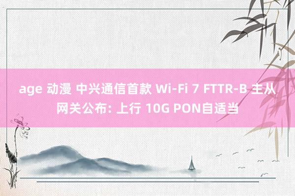 age 动漫 中兴通信首款 Wi-Fi 7 FTTR-B 主从网关公布: 上行 10G PON自适当