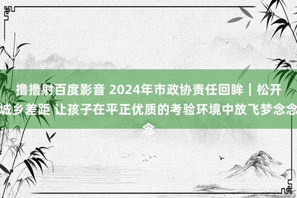 撸撸射百度影音 2024年市政协责任回眸｜松开城乡差距 让孩子在平正优质的考验环境中放飞梦念念