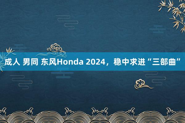 成人 男同 东风Honda 2024，稳中求进“三部曲”