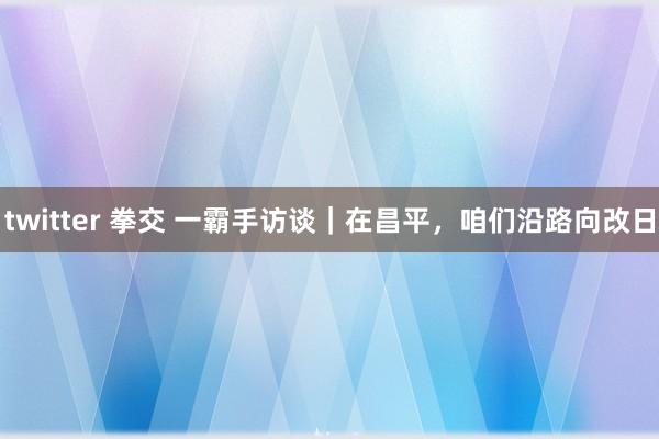 twitter 拳交 一霸手访谈｜在昌平，咱们沿路向改日