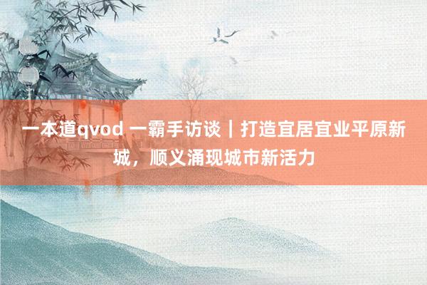 一本道qvod 一霸手访谈｜打造宜居宜业平原新城，顺义涌现城市新活力