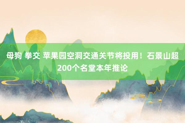 母狗 拳交 苹果园空洞交通关节将投用！石景山超200个名堂本年推论