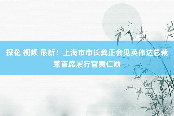 探花 视频 最新！上海市市长龚正会见英伟达总裁兼首席履行官黄仁勋